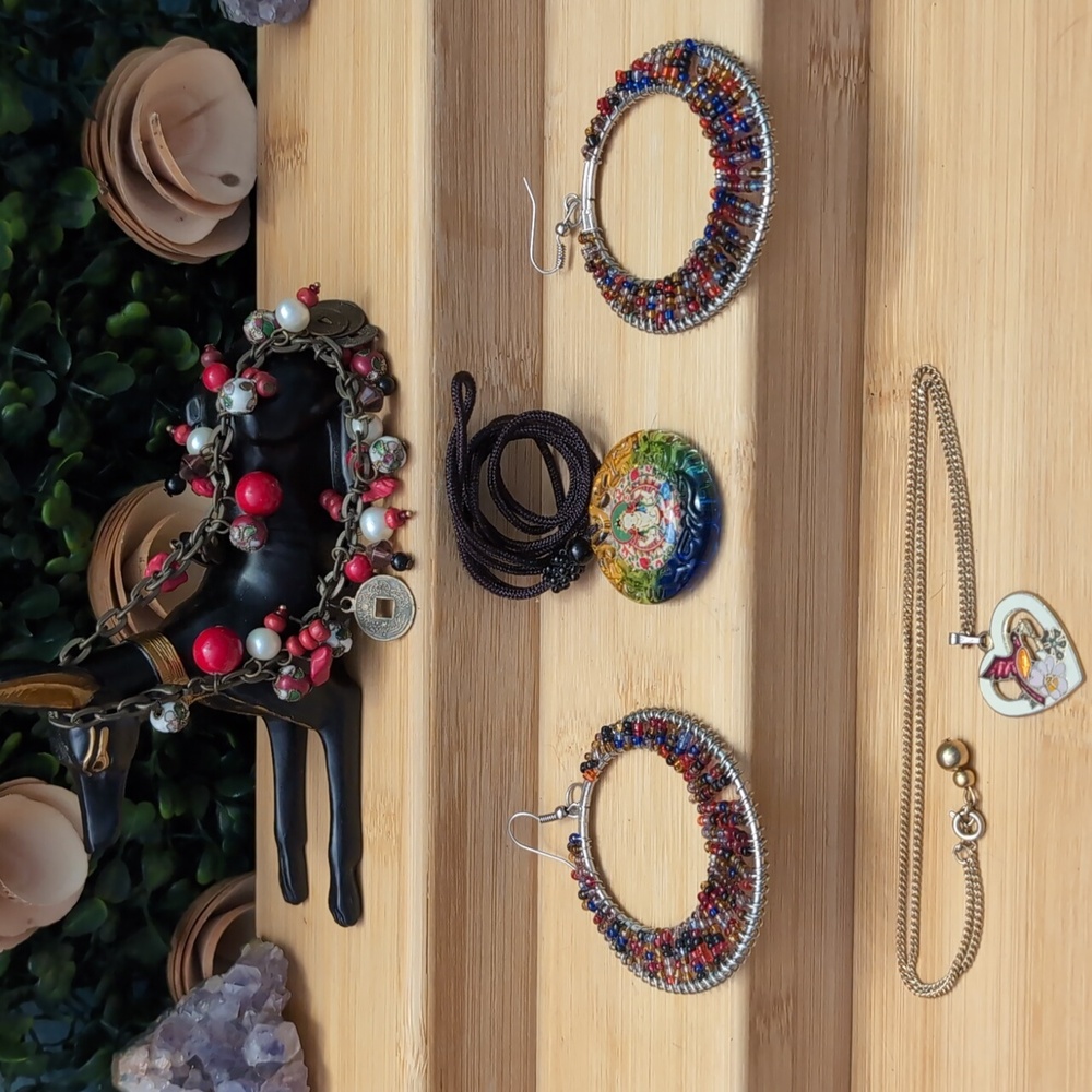 CLOISONNE & GLASS Bead Jewelry LOT